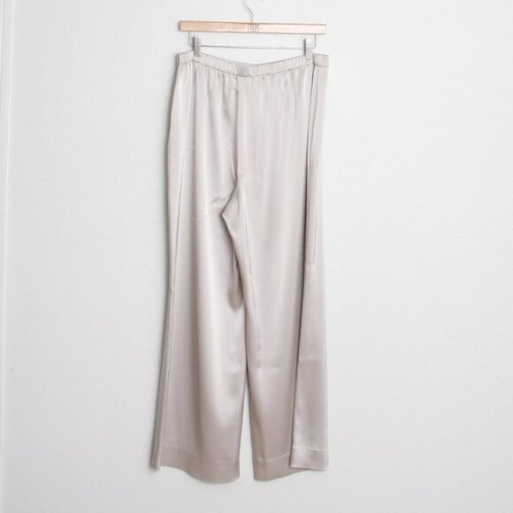St. John Satin Wide Leg Pants Taupe 10 "Altered" - Picture 5 of 8